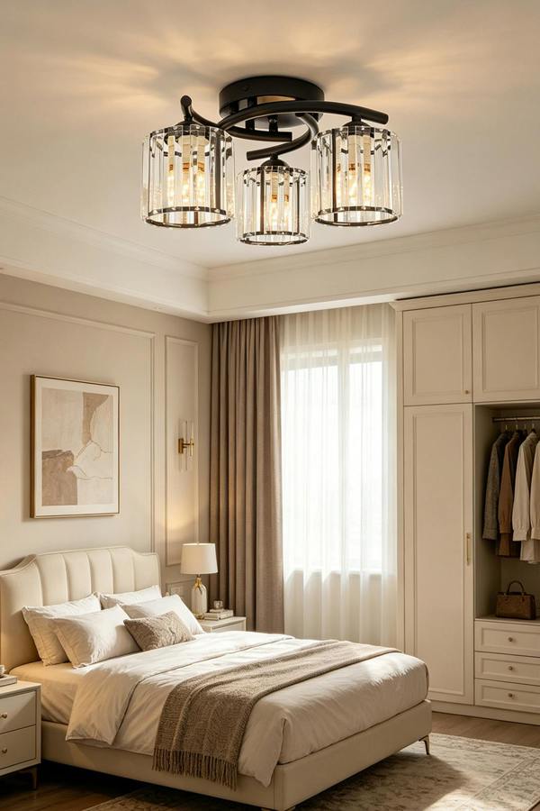 Living and Home 3-Light Ceiling Light with Glass Shade