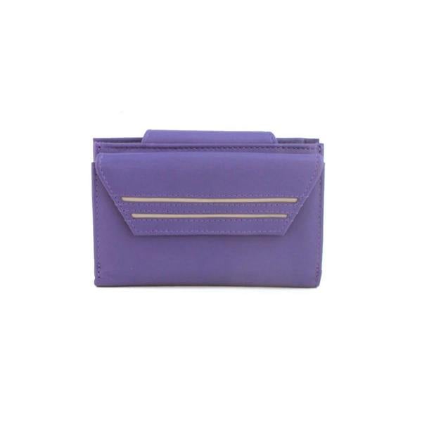 Eastern Counties Leather Kamila Leather Contrast Piping Purse - Violet/Ivory