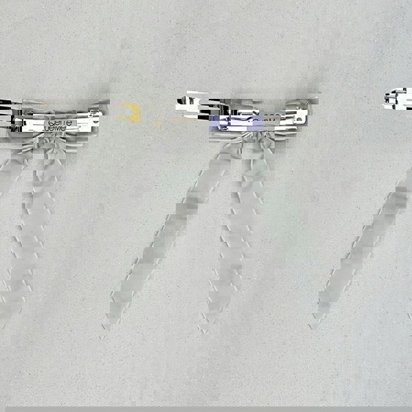 Velvet Bow Hair Clip in Grey with Jewels Pearls