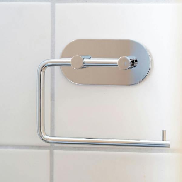 BESLAGSBODEN Polished Stainless Steel Toilet Roll Holder Self Adhesive Bathroom Wall Mounted