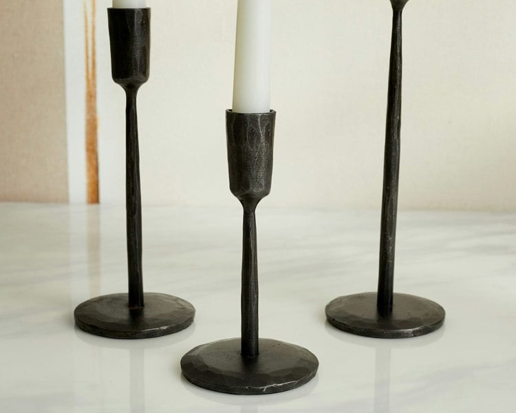 Rustic Black Iron Candle Holders Set of 3 pieces from What a Host Home