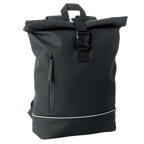 MidOcean Laptosa Roll Top PU Laptop Backpack - Black - 
