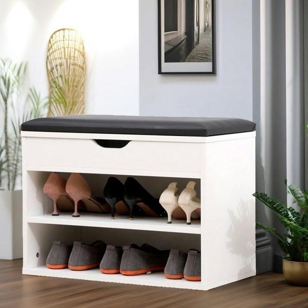 Rafaelo Mobilia Shoe Storage Bench 60CM White