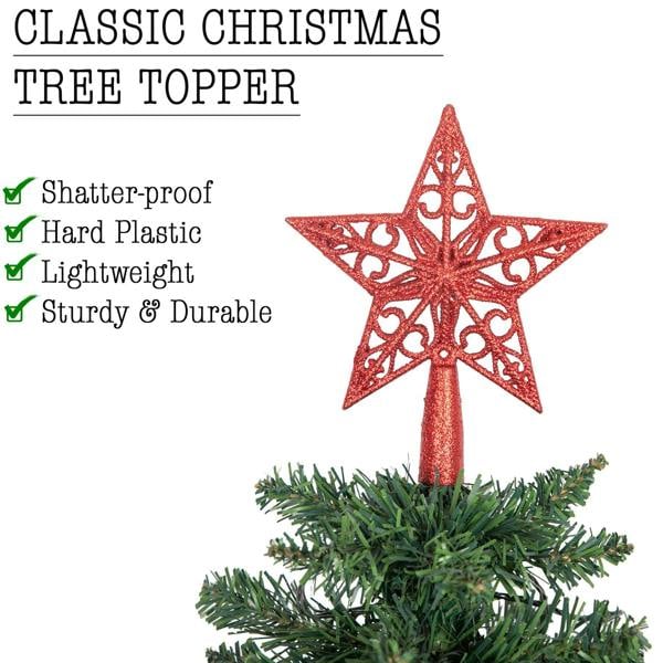14.5cm Glitter Star Christmas Tree Topper in Red, Gold, Silver, Blue, Rose Gold, Ice Blue, Dark Green and White image 4