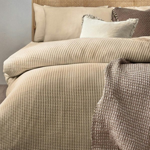 Yard Chunky Cotton Waffle Duvet Cover Set - Linen