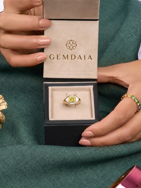 Gemdaia Yellow Sapphire Signet Ring