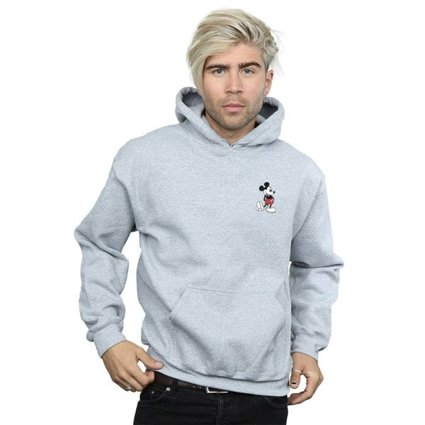 Disney Mens Mickey Mouse Kickin Retro Chest Hoodie - Sports Grey