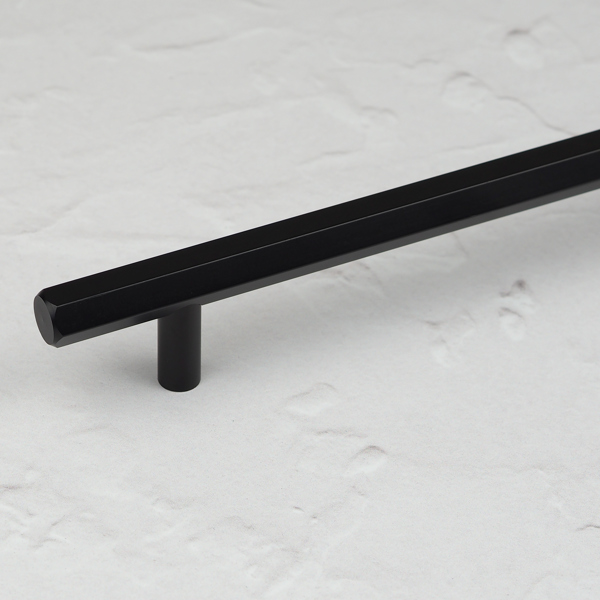Handle & Home Matt Black Hexagon T-Bar Handles and Coordinatig Knob