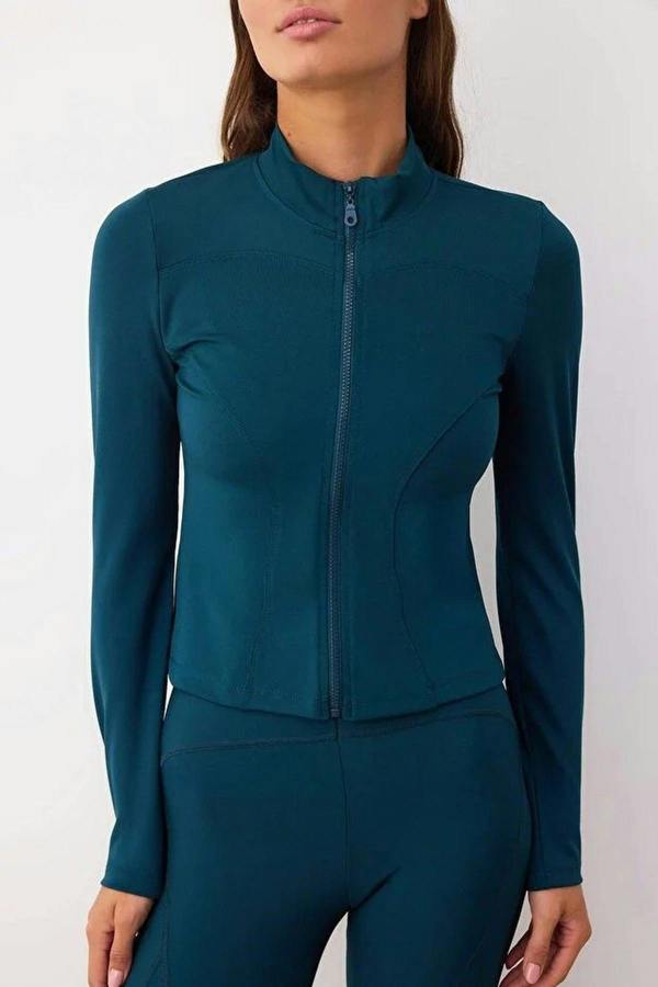WOVCOR Zip-up Stand Collar Knitted Sports Jacket