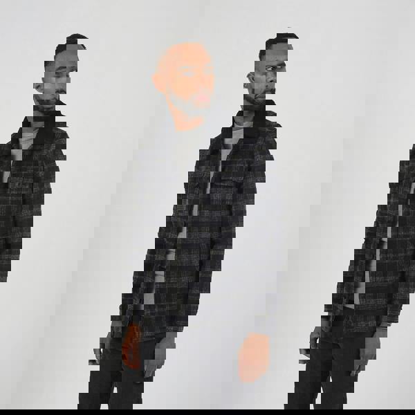 Brave Soul Black Checked Jacket with Sherpa Collar - Black Image 1