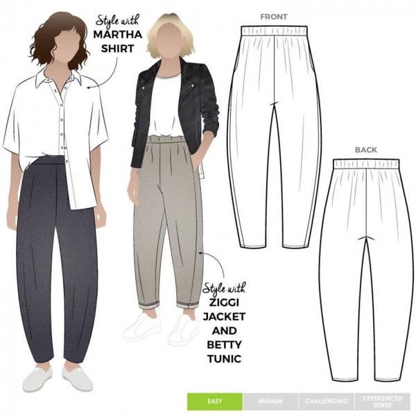 Style Arc Sewing Pattern Bob Pant - Trousers for Women - Easy