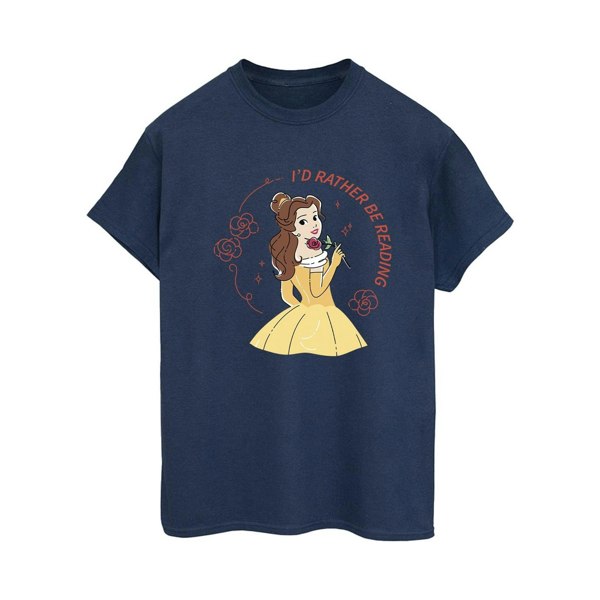 Disney Womens/Ladies Beauty And The Beast I´d Rather Be Reading Cotton Boyfriend T-Shirt - Navy Blue