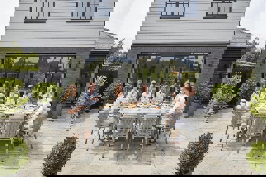 Garden Impressions Edison Natural - Eight Seater Oval Dining Suite with Monti Chairs