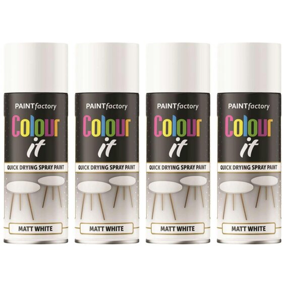 Paint Factory 4X  White Matt Spray Paint 400ml