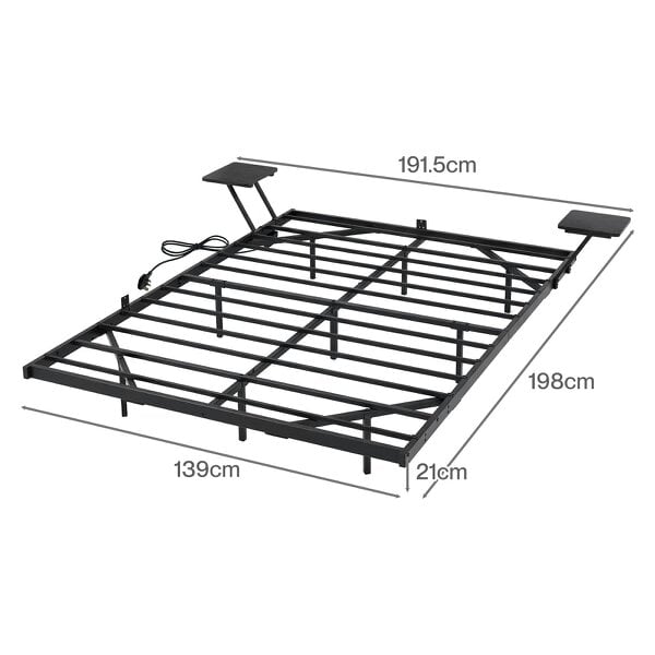Levede Double Bed Frame Floating Design with Storage Shelves RGB Lights Black