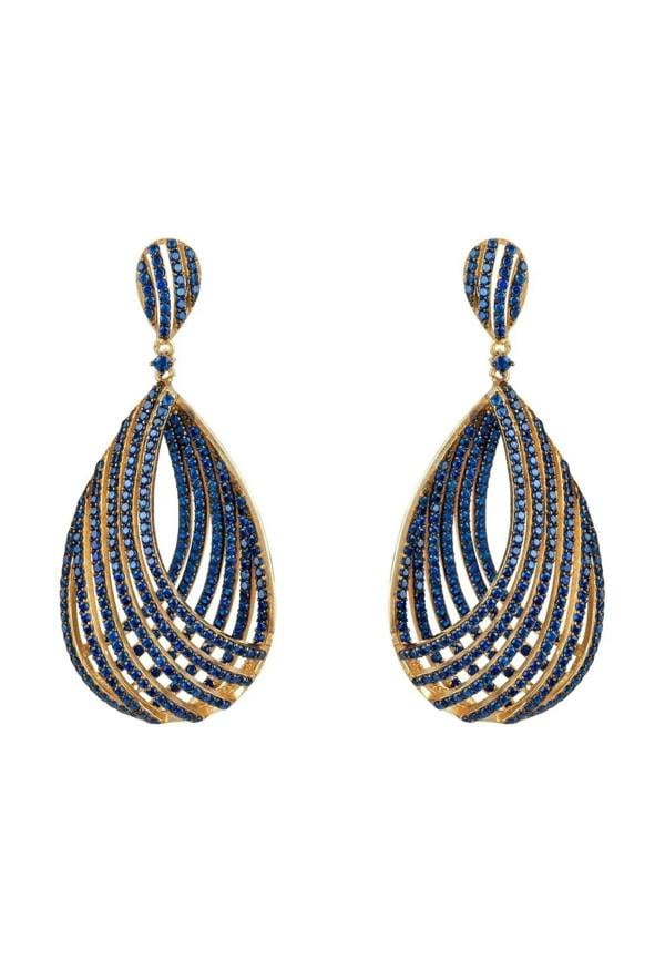 Vortex Teardrop Earring Sapphire Blue Cz Gold - LATELITA Earrings