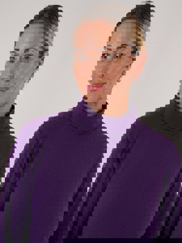 PennyPlain Roll Neck Long Sleeve Top - Mulberry