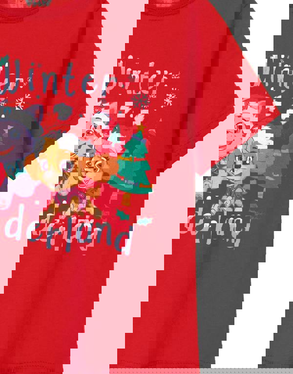 Paw Patrol Girls Red Winter Wonderland Short Sleeved T-Shirt