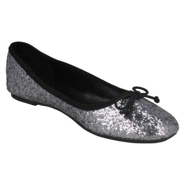 Ladies Star Flat Glitter Ballerina Shoe F8894