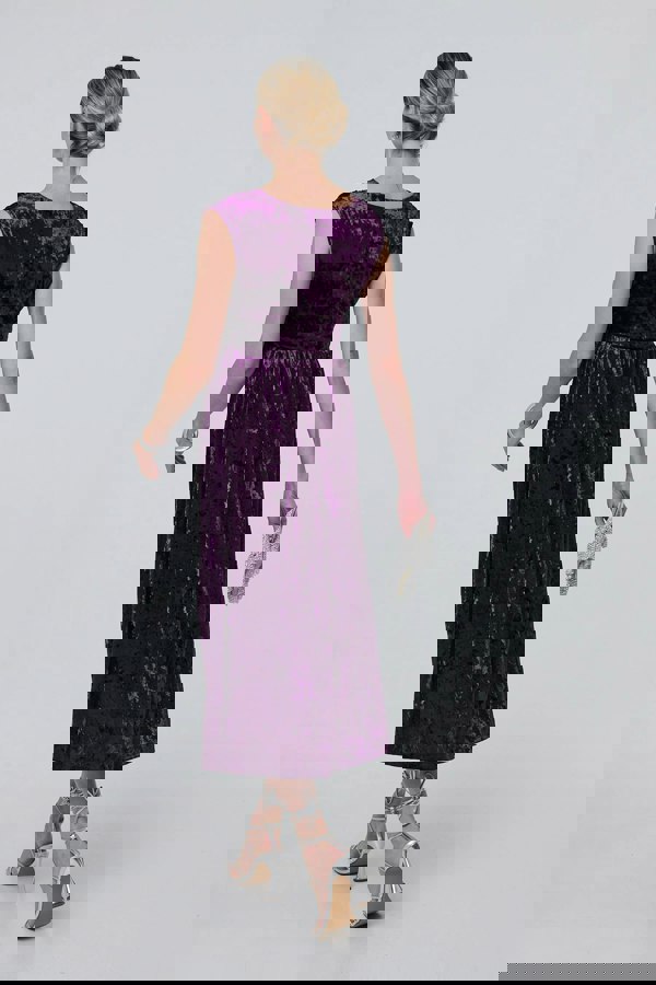 Purple | Crushed Velvet Fit & Flare Midi Dress
