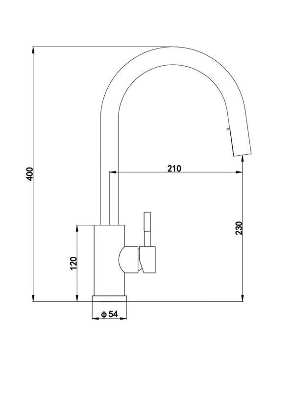 Flode Dölja | Kitchen Mixer Tap | Concealed Pull Out Hose and Spray Head | Chrome