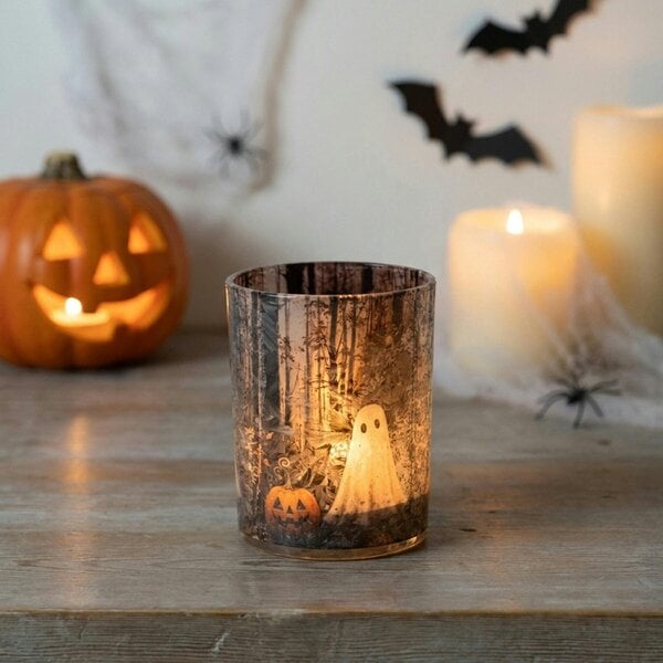 Garden Greatness Spooky Halloween Glass Candle Holder