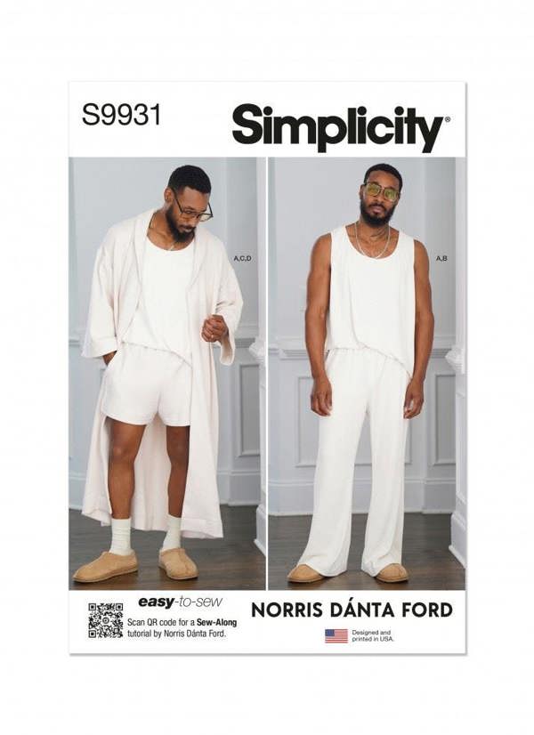 Simplicity Sewing Pattern 9931, Robes, Pyjamas for Men, A (S-M-L-XL-XXL) - Easy