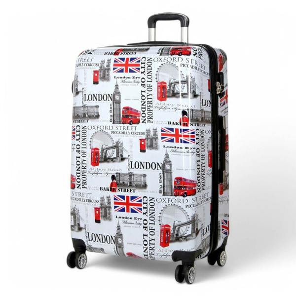 Snowball Strong Expandable Hard Shell 8 Wheel Suitcase Set Print Luggage Cabin Travel Bag