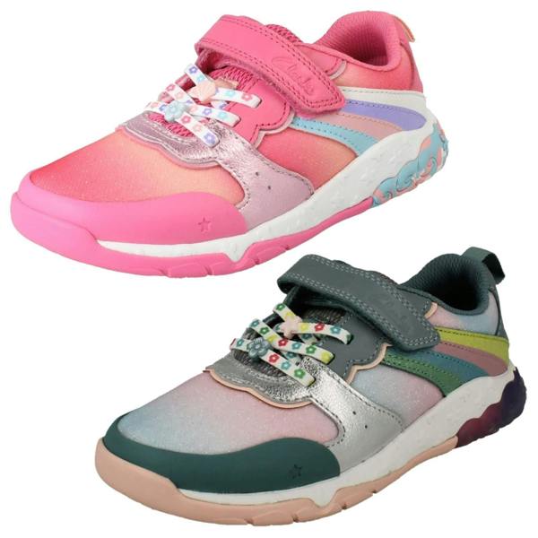 Clarks Girls Clarks Rainbow And Mermaid Tail Design Trainers Tidal Star K
