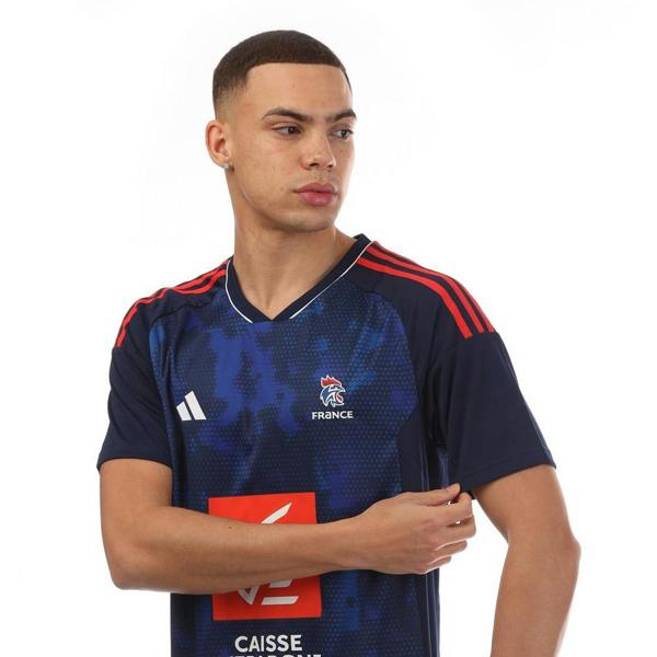 Adidas Mens France V Neck Regular Football Jersey - Navy - 