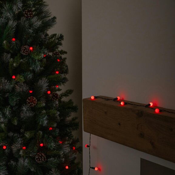 Samuel Alexander 50 LED Pearl Berry Multi-Action Christmas String Lights in Red