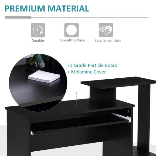 Wyld Haus Noelni 100cm Wooden Black Home Office Desk With Sliding Keyboard Tray Drawer And Shelving