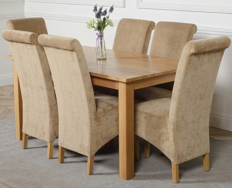 That's Furniture Oslo 150 x 90cm Medium Oak Dining Set with Montana Fabric Chairs
