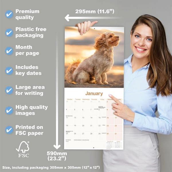 Cavapoo Calendar 2027, Wall Calendars, Month To View, Dogs, Gift