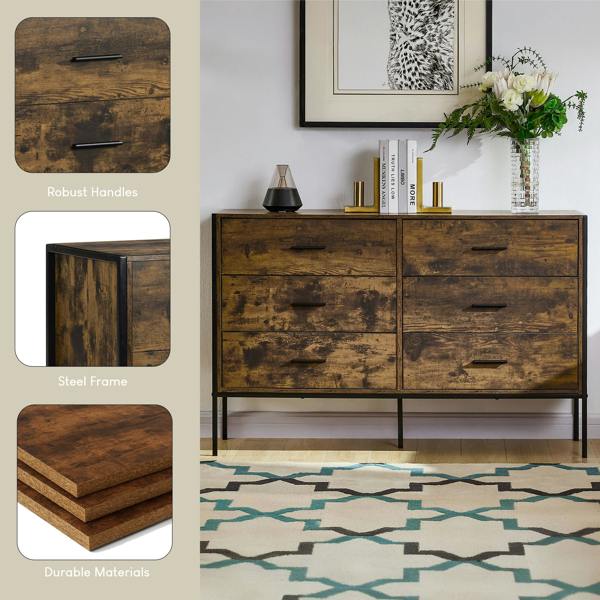Vida Designs Brooklyn 6 Drawer Chest, Dark Wood