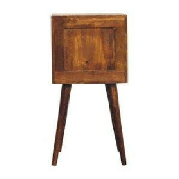 Wyld Haus Olbia Mini Chestnut Mango Wood Cube Pattern 2 Drawer Bedside Table