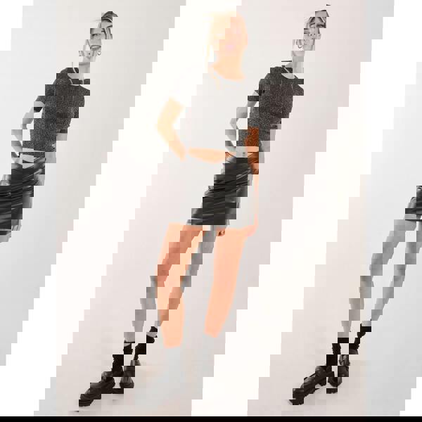 Pink Vanilla Glitter Lurex Crew Neck Top