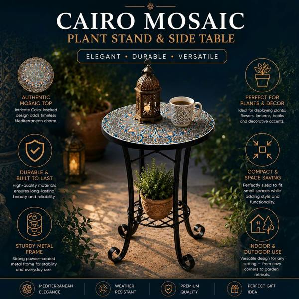 35cm Cairo Mosaic Plant Stand/Side Table image 12