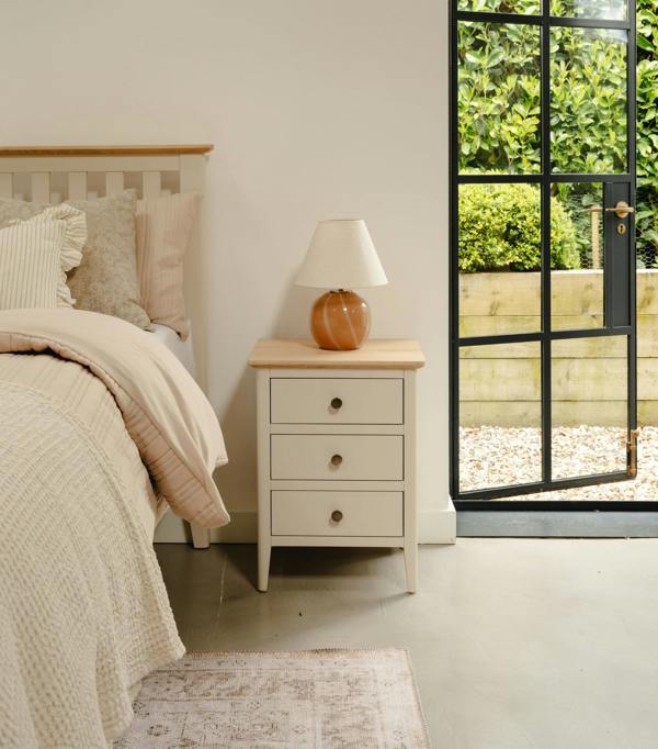 Statement Furniture Pembroke Bedside Table with 3 Drawers and Oak Top