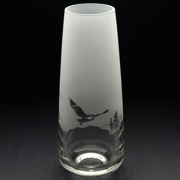 Glyptic Glass Art Owl Glass Bud Vase - Hand Etched/Engraved Gift