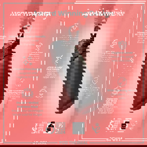 A black, double-walled stainless steel thermal bottle is being held, showcasing its features against a pink backdrop. Award Winning Design. GERMAN DESIGN AWARD WINNER 2024. GOOD DESIGN. 2021. POD THERMAL.