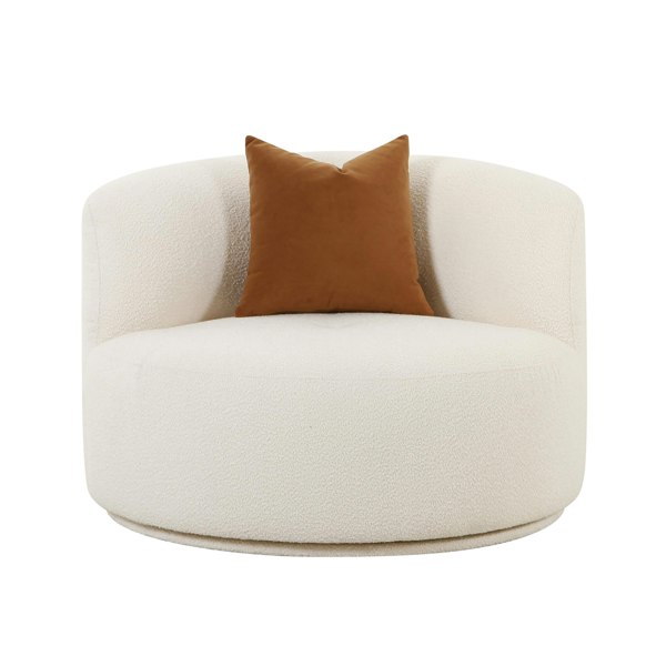 Furniture Edit Fickle Cream Boucle Swivel Chair