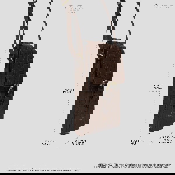 Assots London 'PETRA' Brown Croc Real Leather Mobile Phone Crossbody Bag