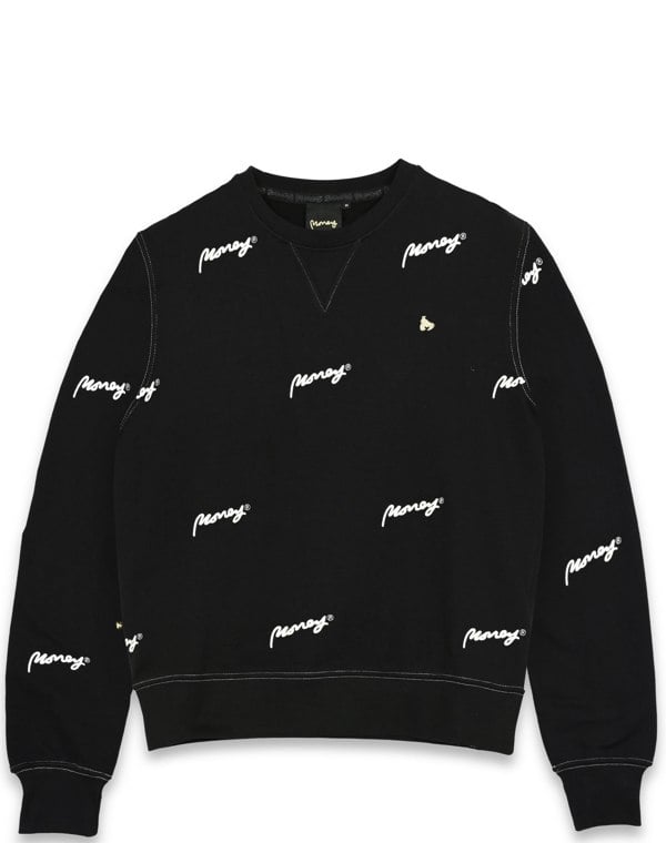 Money Sig Embroidered Crew Sweat Black