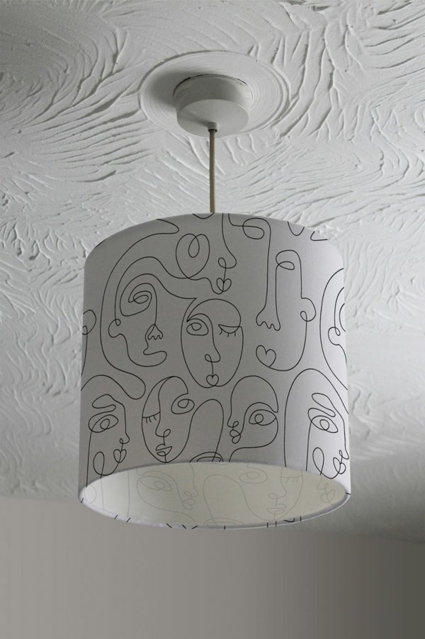 Benjamin Tate Design line drawing of faces (Ceiling & Lamp Shade)