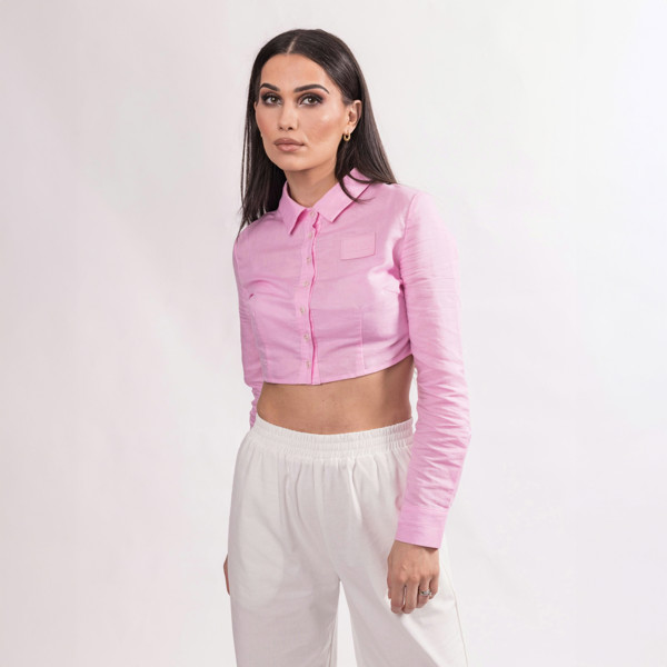 BALOU Cropped Shirt - Candy Pink