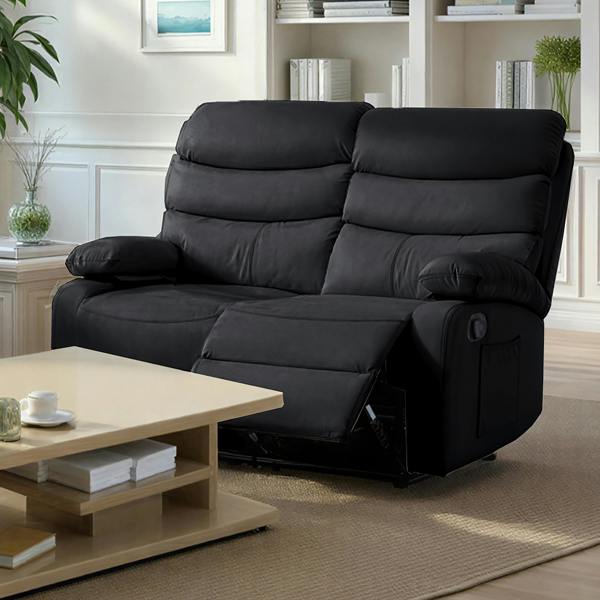 Kudlhome 2 Seater Manual Recliner Sofa, Black