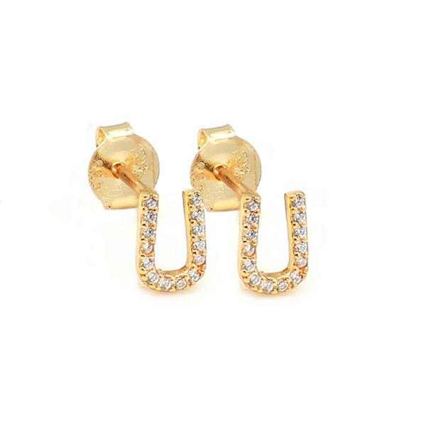 Say It With Dainty Initial Earring Pair - Yellow Gold