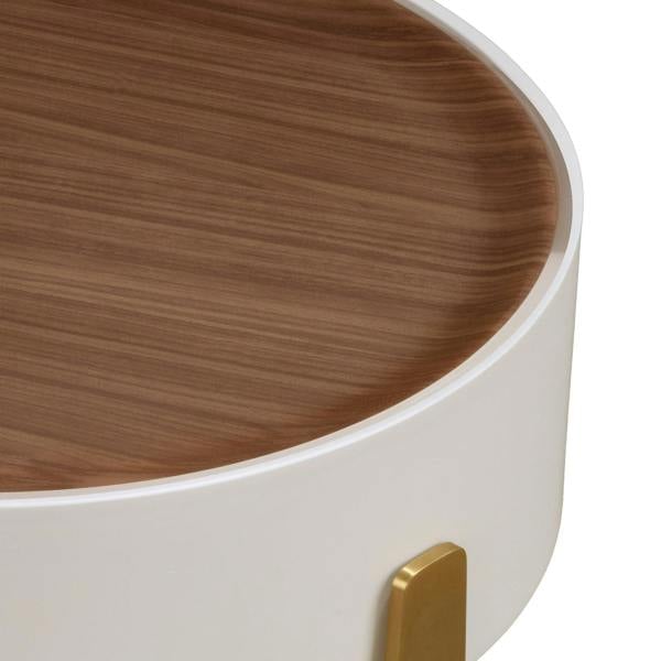 Angel Cerdá Round corner table walnut, beige wood and gold-plated polished steel 2150