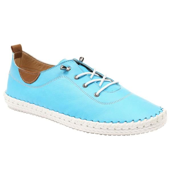 Lunar Womens/Ladies St Ives Leather Plimsolls - Turquoise/White